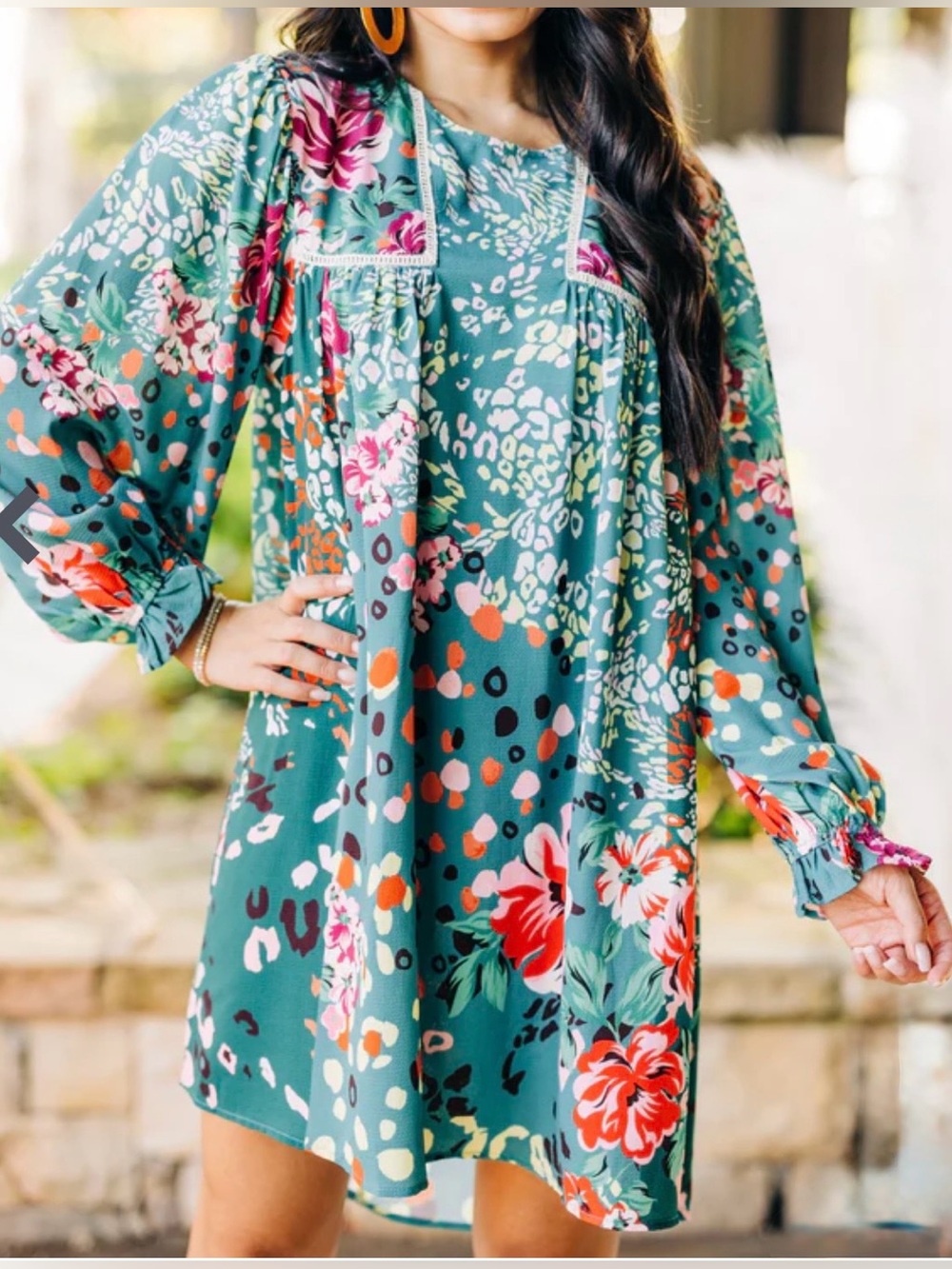 UMGEE Forest Green Mixed Floral Print Dress, size M